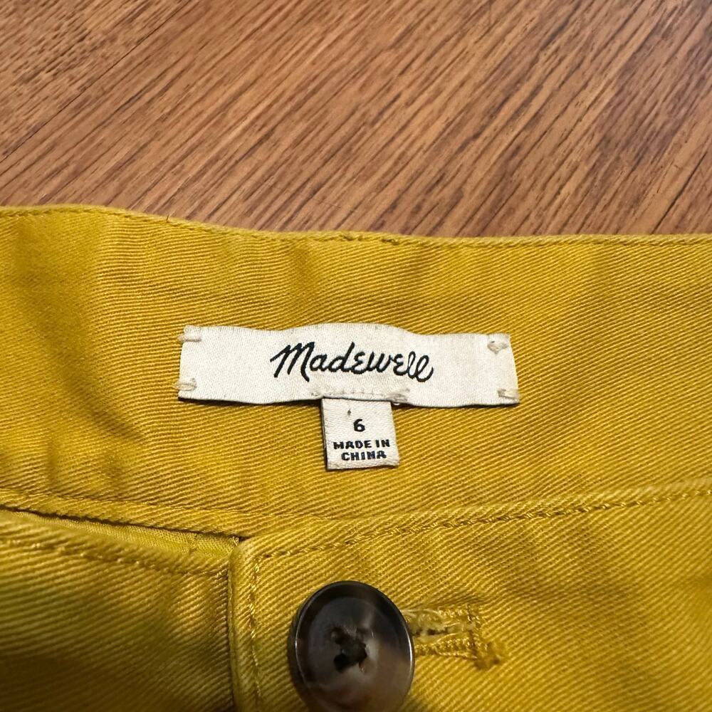 Madewell wide leg yellow pleated pants size 6 FLAWS bright color cotton blend - Picture 5 of 8